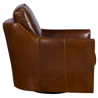 Newlin Leather Barrel Back Swivel Chair