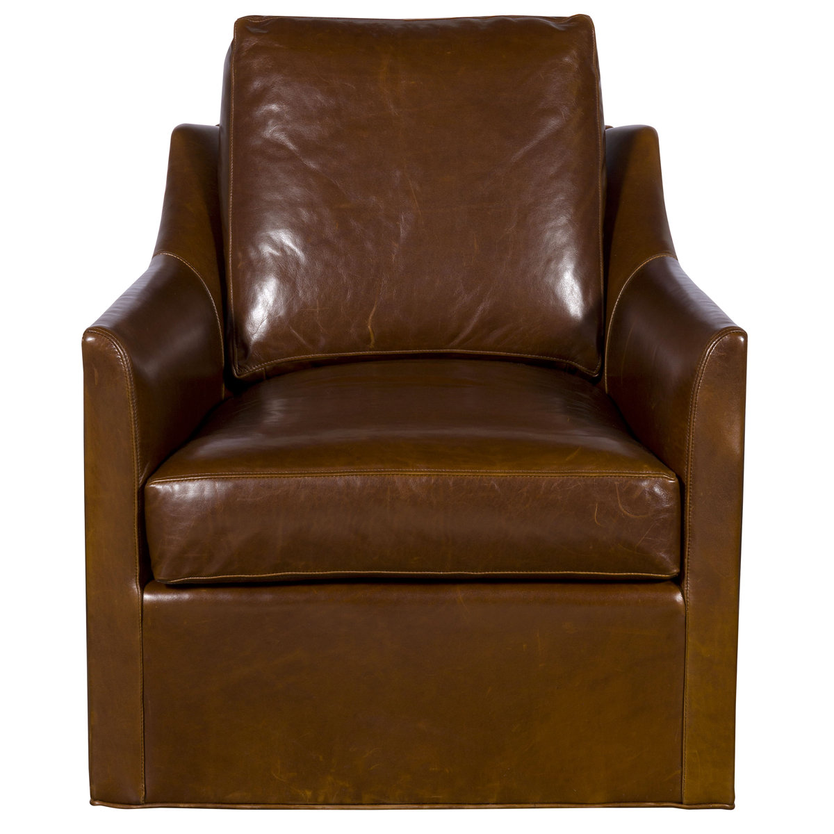 Newlin Leather Barrel Back Swivel Chair