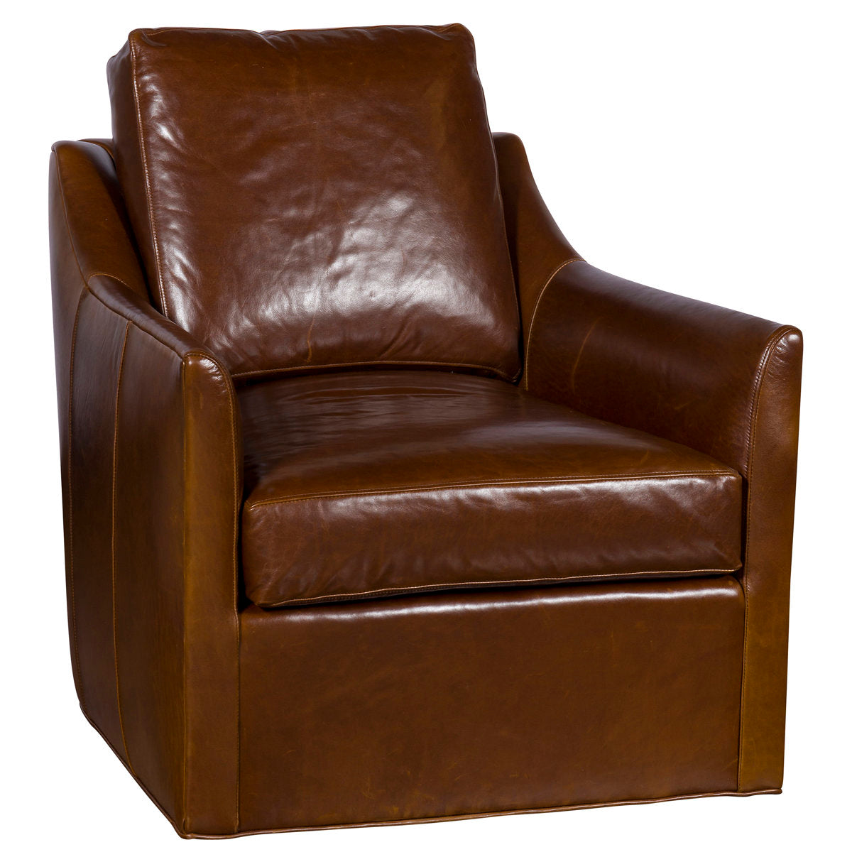 Newlin Leather Barrel Back Swivel Chair