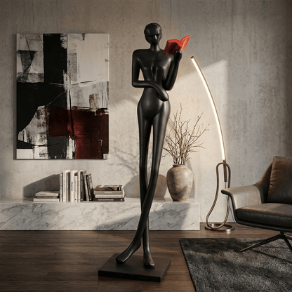 Noir Muse Reading Sculpture