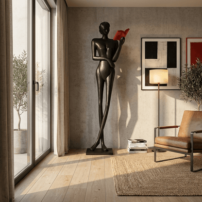 Noir Muse Reading Sculpture