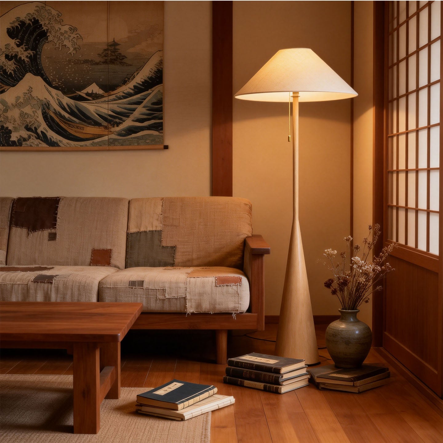 Nordic Woodgrain Floor Lamp