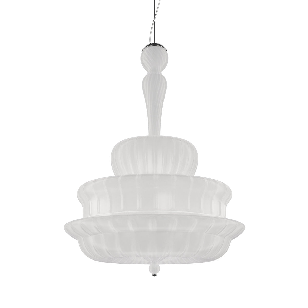 Novecento Suspension G Crystal Striped Glass Glossy Chrome E12 Ul