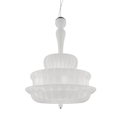 Novecento Suspension G Crystal Striped Glass Glossy Chrome E12 Ul