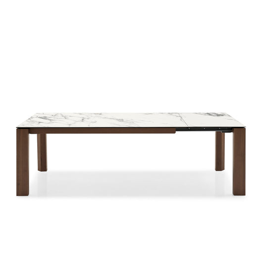 Omnia Extendable Table with Rectangular Top and Wooden Legs
