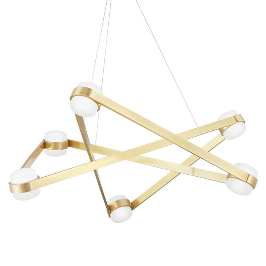 Orbit - 6 Light Chandelier - Aged Brass Finish