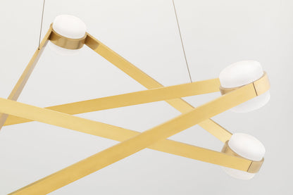 Orbit - 6 Light Chandelier - Aged Brass Finish