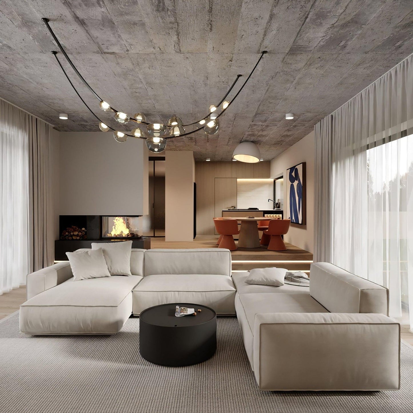 Orvyn Leather Arc Chandelier
