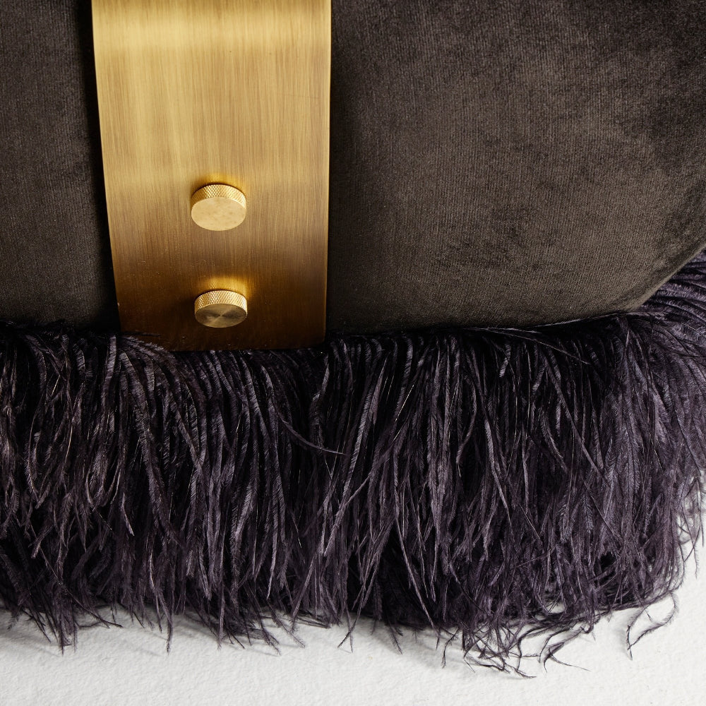 Ostrich Fluff Lounge Chair - Black / Black