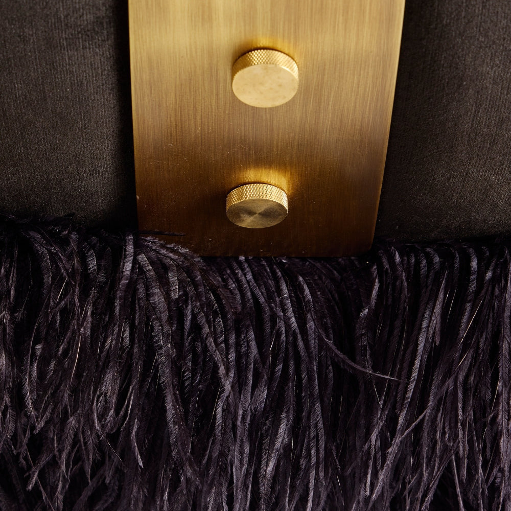 Ostrich Fluff Lounge Chair - Black / Black