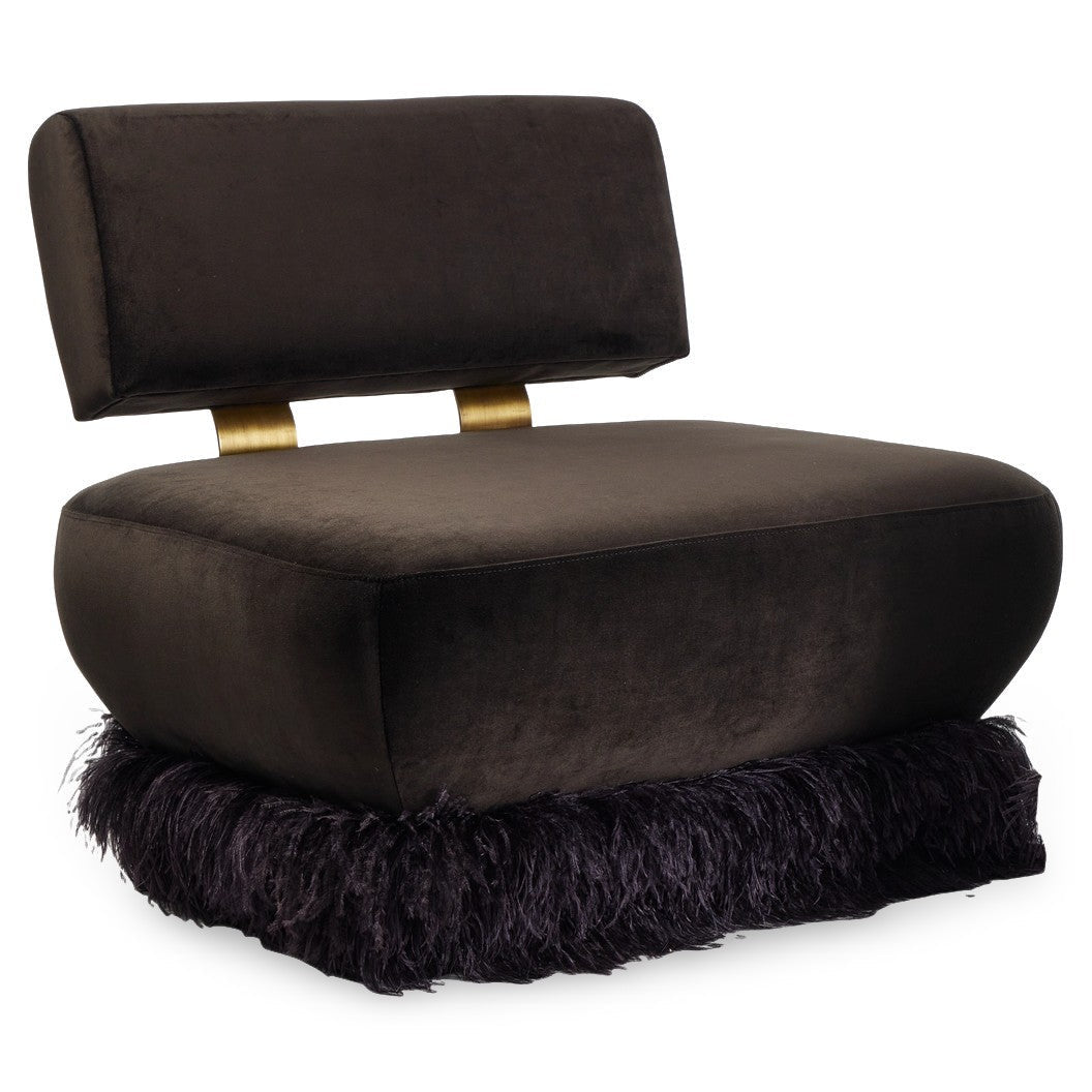 Ostrich Fluff Lounge Chair - Black / Black
