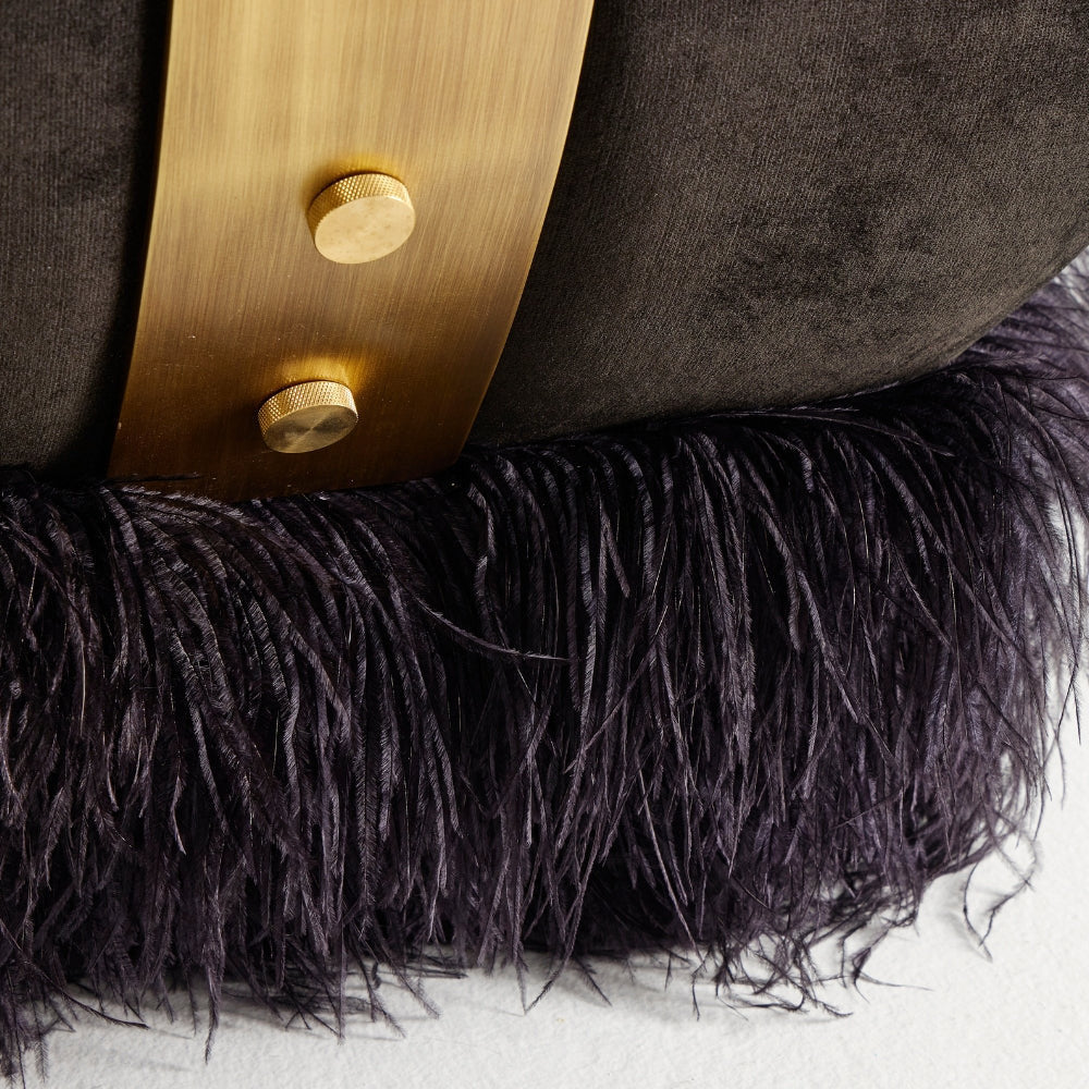 Ostrich Fluff Lounge Chair - Black / Black