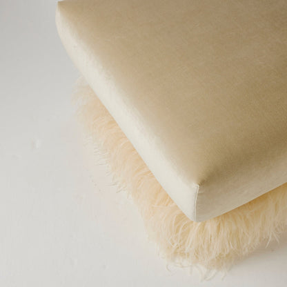 Ostrich Fluff Ottoman - Square (70cm x 70cm) - Porcelain / Cream