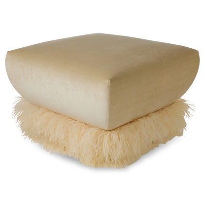 Ostrich Fluff Ottoman - Square (70cm x 70cm) - Porcelain / Cream