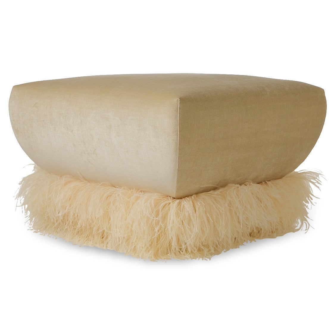 Ostrich Fluff Ottoman - Square (70cm x 70cm) - Porcelain / Cream