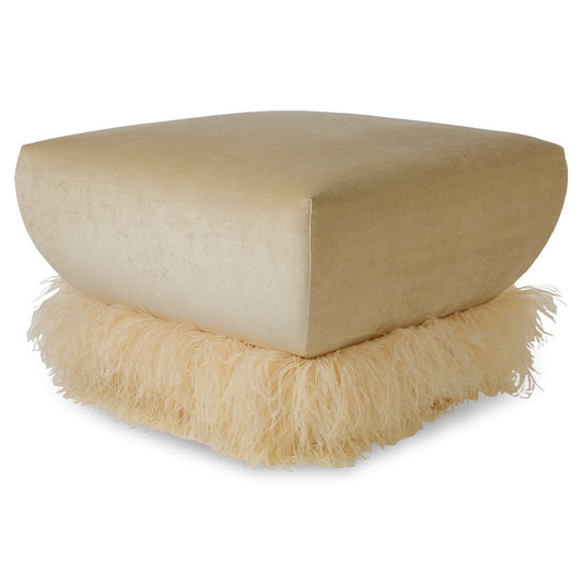 Ostrich Fluff Ottoman - Square (70cm x 70cm) - Porcelain / Cream