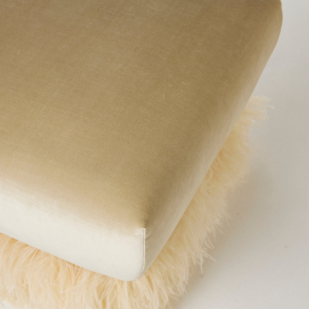 Ostrich Fluff Ottoman - Square (70cm x 70cm) - Porcelain / Cream