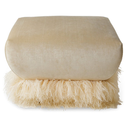 Ostrich Fluff Ottoman - Square (70cm x 70cm) - Porcelain / Cream