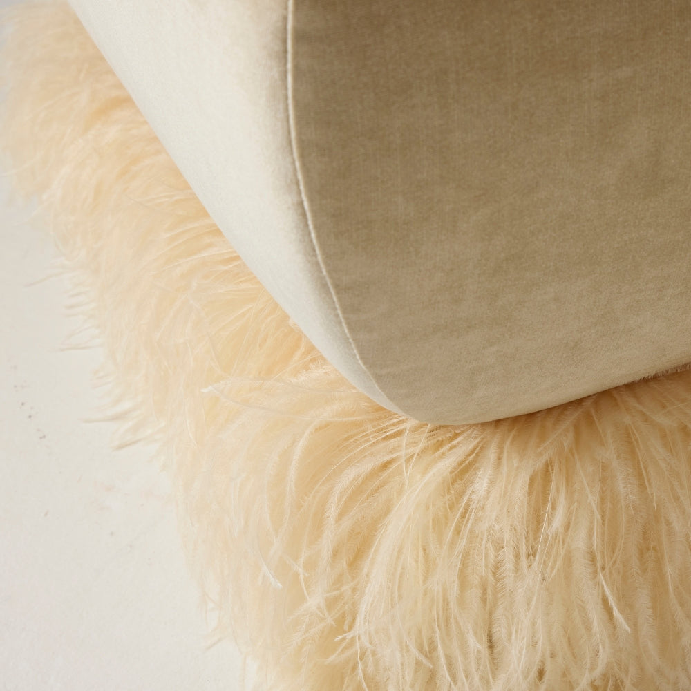 Ostrich Fluff Ottoman - Square (70cm x 70cm) - Porcelain / Cream