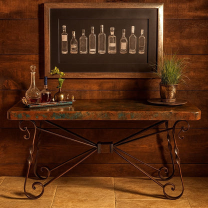 Oxidized Copper Console Table With Hand-forged Iron Base | 1212cc Oc