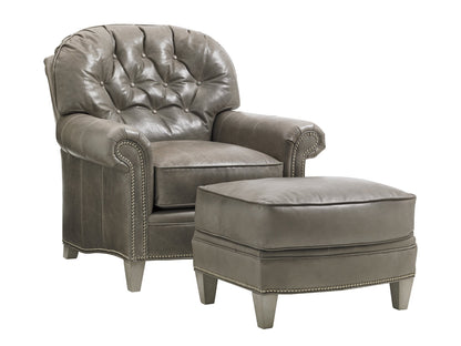 Oyster Bay Bayville Leather Ottoman