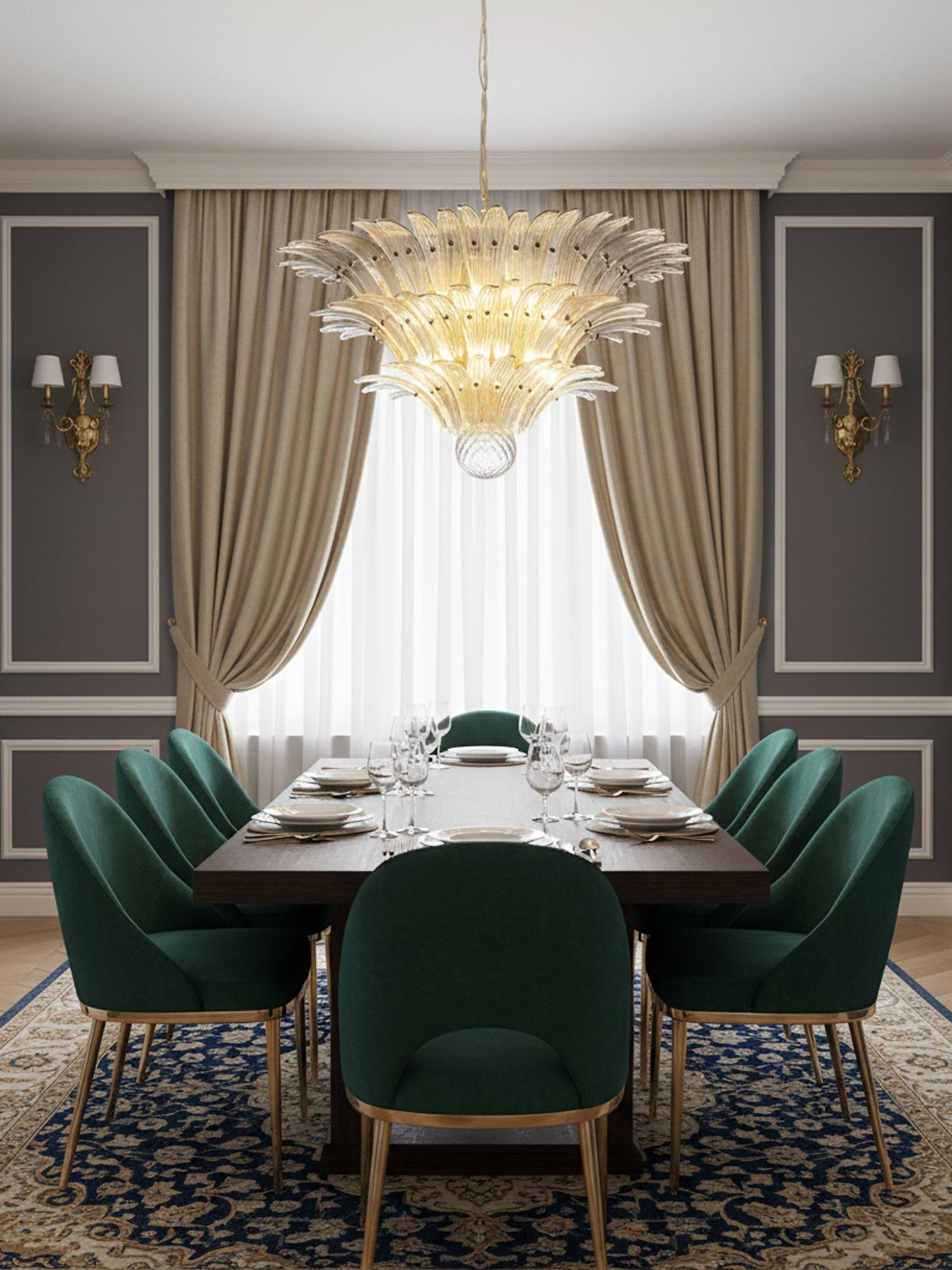 Palm Grove Glass Chandelier