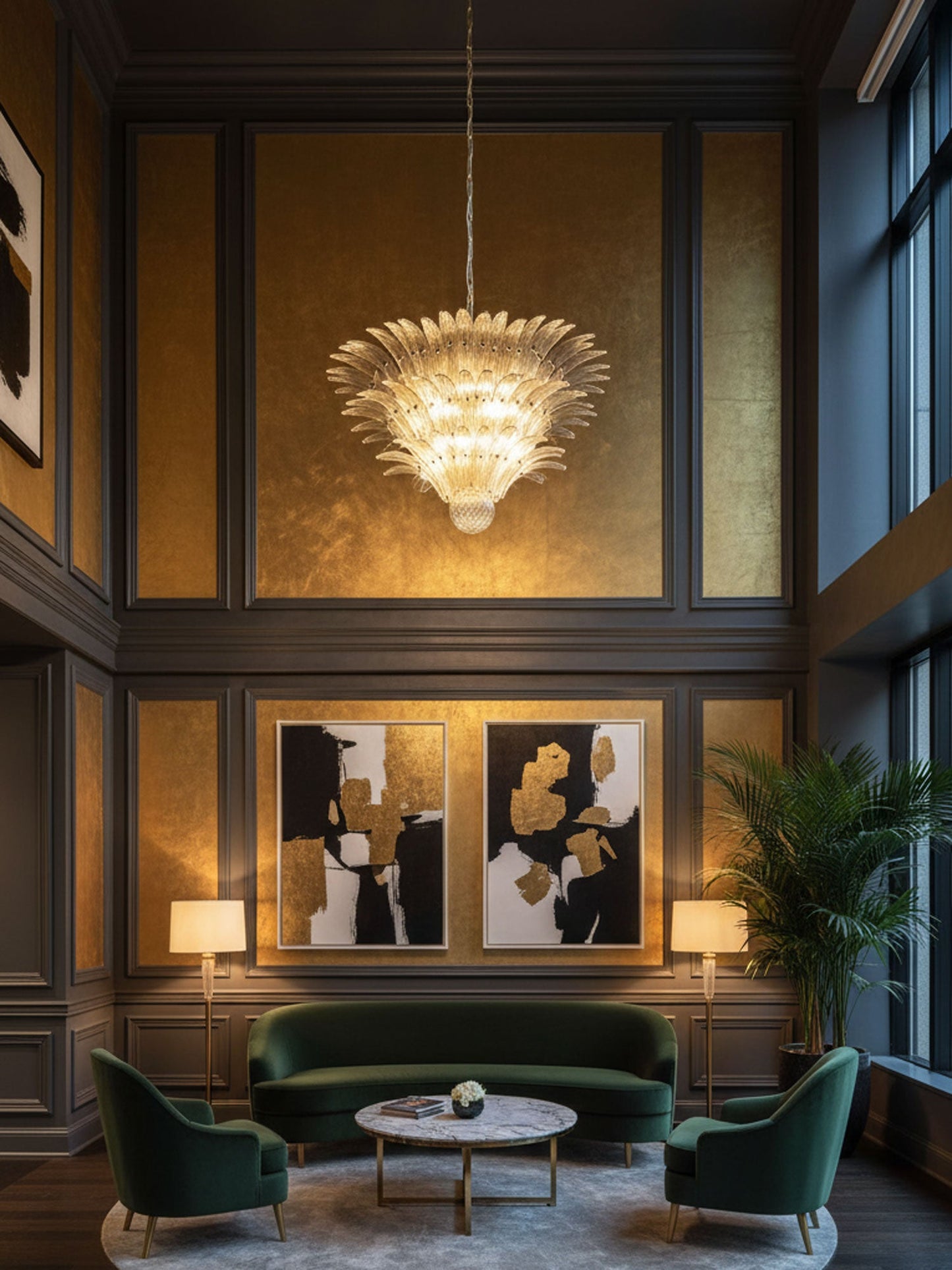 Palm Grove Glass Chandelier