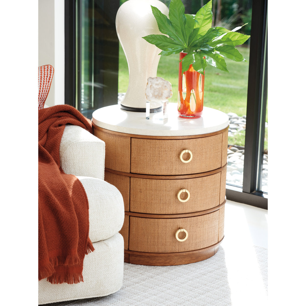 Palm Desert Banning Raffia Round Lamp Table