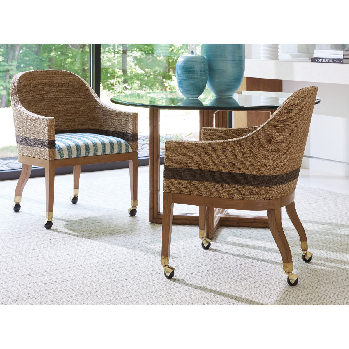 Palm Desert Dorian Woven Arm Chair With Casters