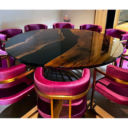 Panaro Round Walnut Wood Dining Table