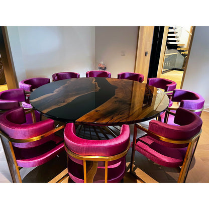 Panaro Round Walnut Wood Dining Table