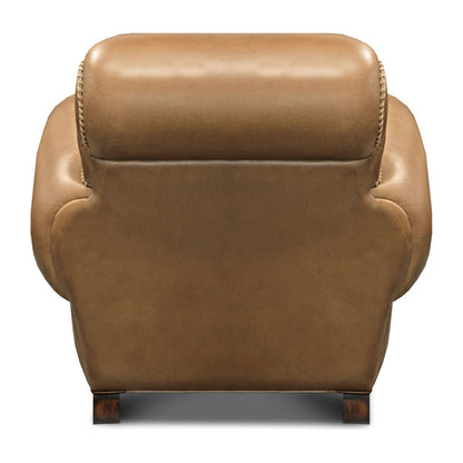 Parisian Leather Armchair Chair with Ottoman