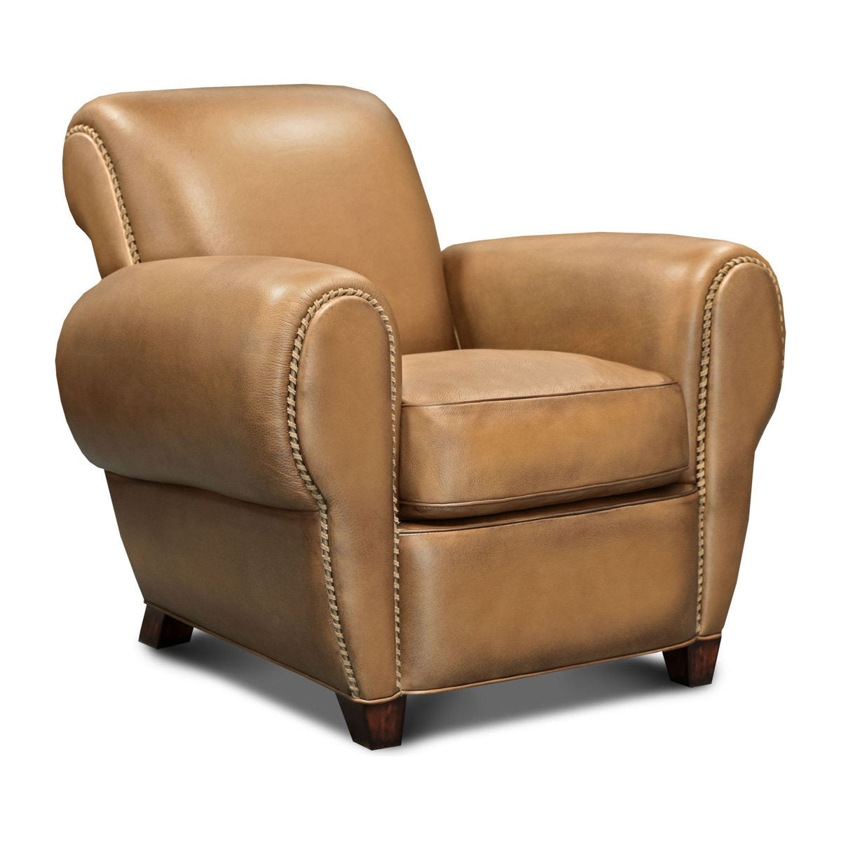 Parisian Leather Armchair Chair with Ottoman