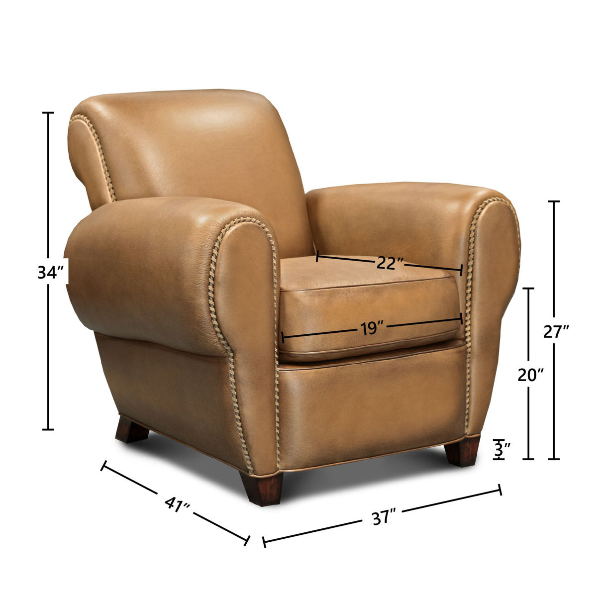 Parisian Leather Armchair Chair with Ottoman