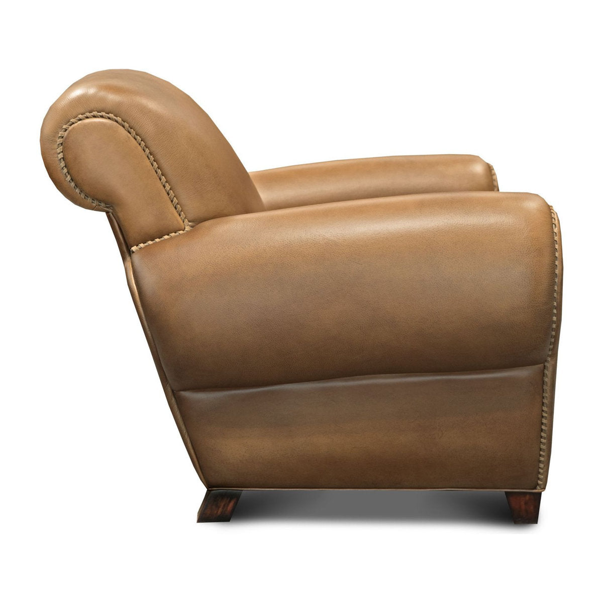 Parisian Leather Armchair Chair with Ottoman