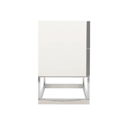 Parkhurst 2 - Drawer Stainless Steel Nightstand in Sheen White Lacquer/Silver Leaf