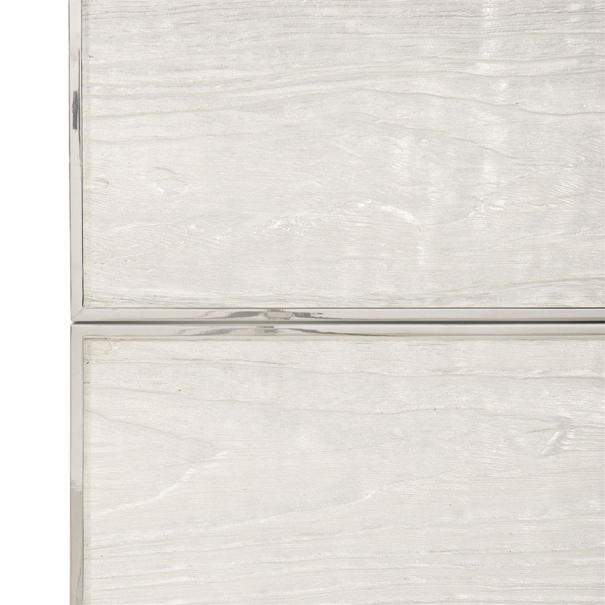 Parkhurst 2 - Drawer Stainless Steel Nightstand in Sheen White Lacquer/Silver Leaf