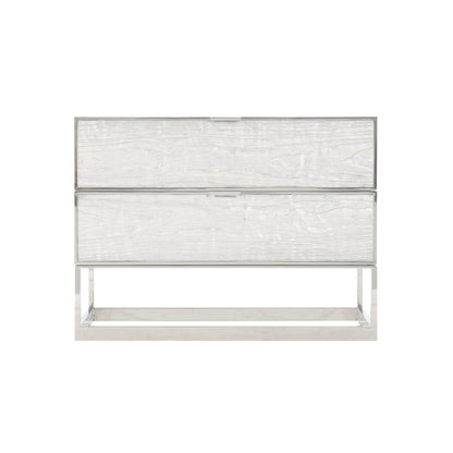 Parkhurst 2 - Drawer Stainless Steel Nightstand in Sheen White Lacquer/Silver Leaf