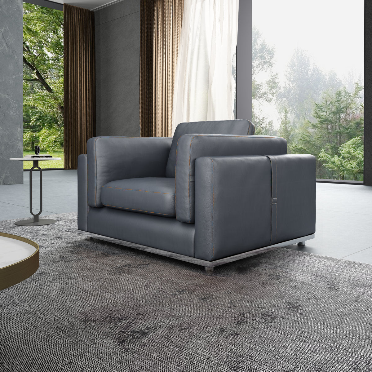 Picasso Leather Club Chair Chair with Ottoman
