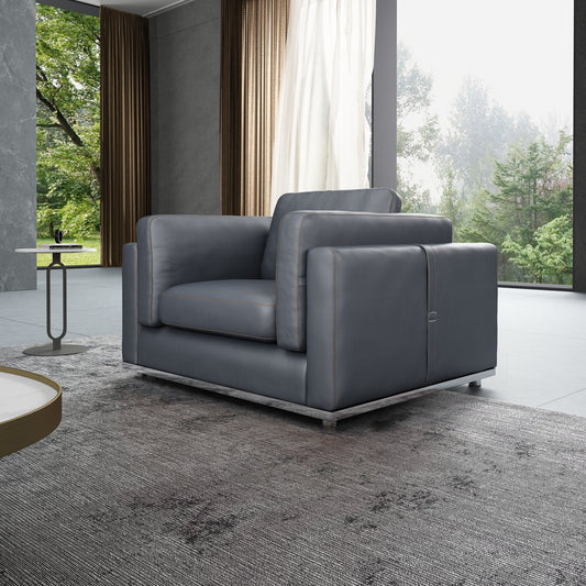 Picasso Leather Club Chair Chair with Ottoman
