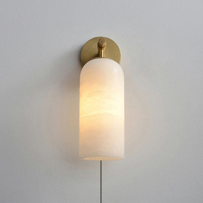 Pillar Alabaster Plug-in Wall Sconce