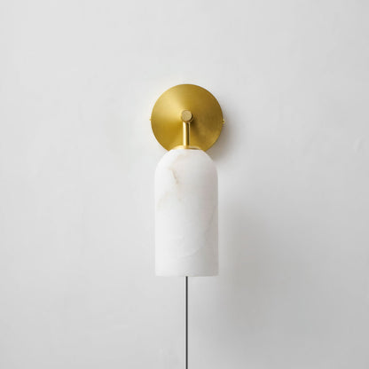Pillar Alabaster Plug-in Wall Sconce