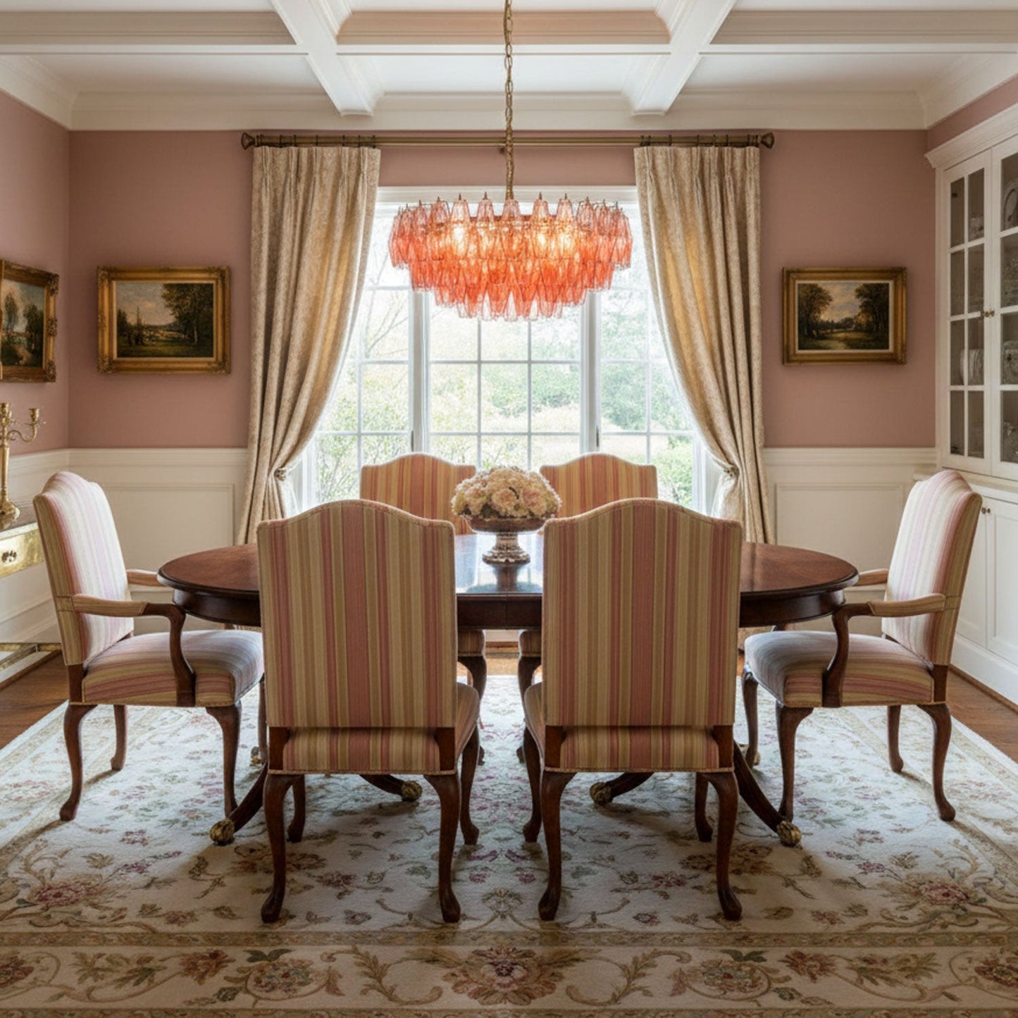 Pink Polygon Drop Chandelier