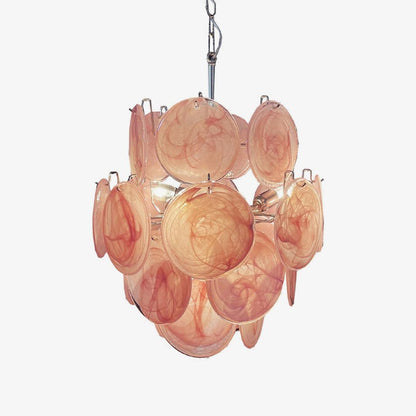 Pink Disc Glass Chandelier