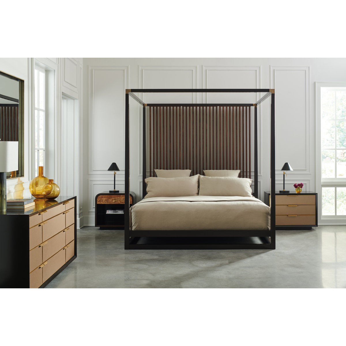 Pinstripe Canopy Bed