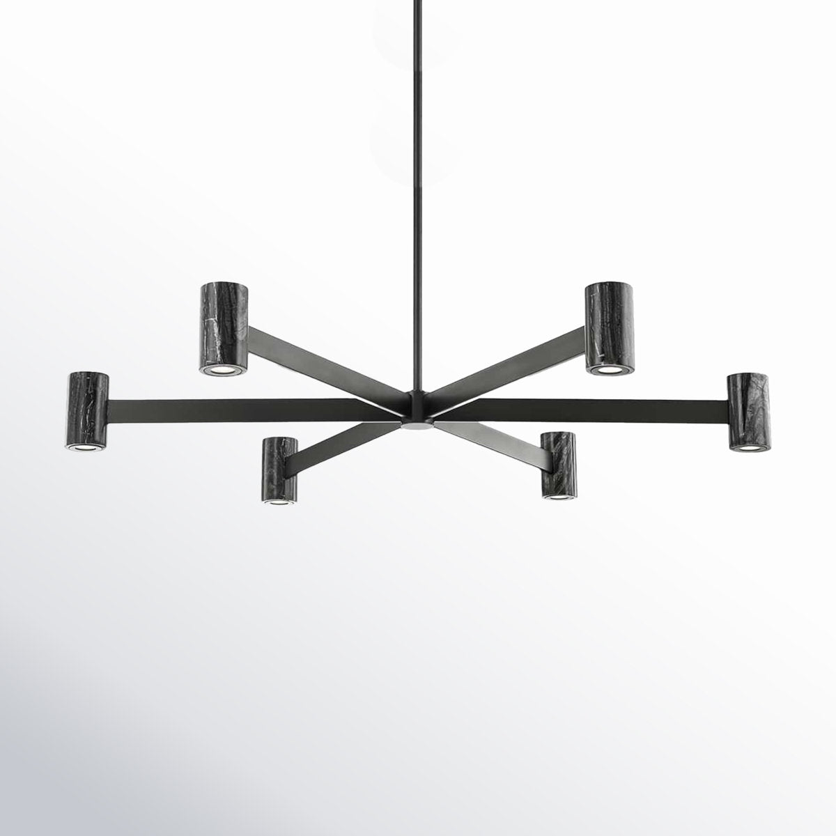 Predock 6 Light Chandelier - Black Brass