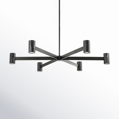 Predock 6 Light Chandelier - Black Brass