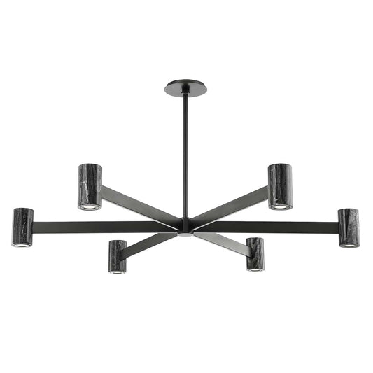 Predock 6 Light Chandelier - Black Brass