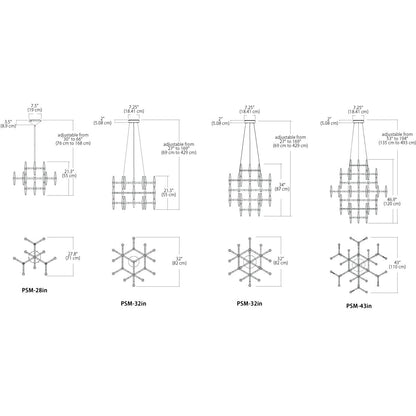 Prism 12 - Light Unique Novelty LED Chandelier