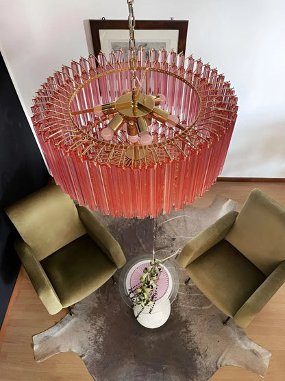 Prism Pink Glass Chandelier